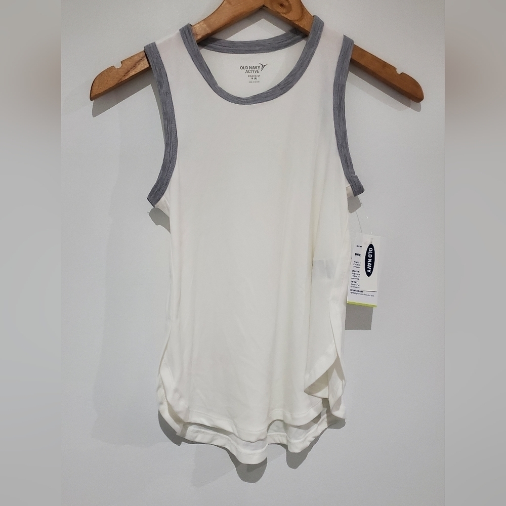 3 for $15 Tennis tank white with grey trim girls size M/8 Old navy